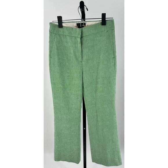 J. Crew Pants - J.Crew Hayden Green Linen Blend Cropped Pants Women’s Size 0 Summer Trouser